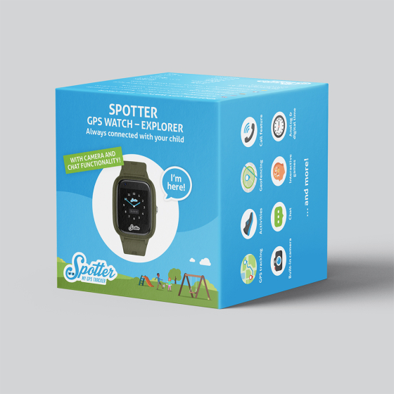 Spotter 4G GPS-tracker voor kinderen, personen en senioren met SOS-knop, oproepfunctie, zone-instelling, alarminstelling, online en app, prepaid gebruik